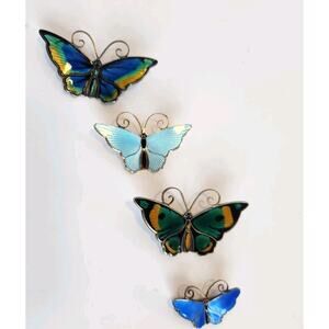 Lot 4 Signed Vtg Sterling Silver Enamel David Andersen Butterfly Brooch Norway